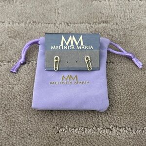 Melinda Maria Gold and Crystal Paper Clip Earrings